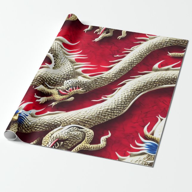 Papier Cadeau Illustration de Chinesse Dragon (Déroulé)
