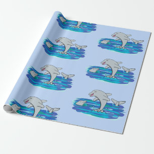 Papier Cadeau Illustration de dauphins heureux adorables