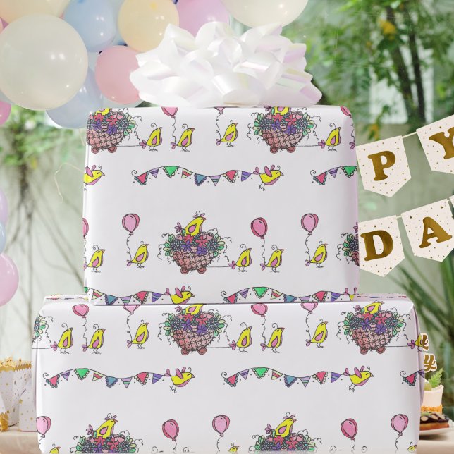 Papier Cadeau Illustration de défilé aérien de célébration (Créateur téléchargé)