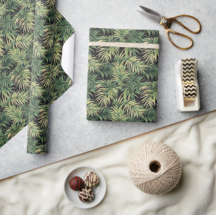 Papier Cadeau Illustration de feuille de palmier verte tropicale