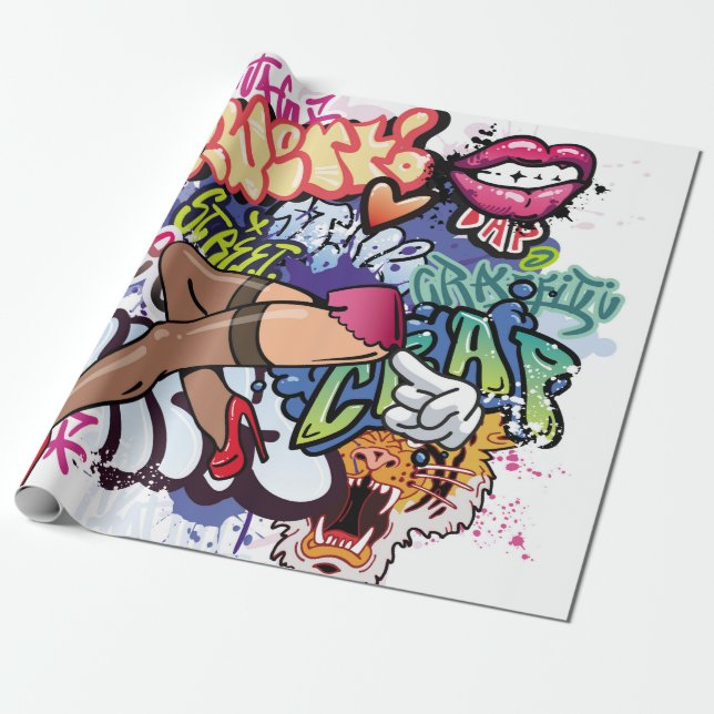 Papier Cadeau Illustration de graffiti avec lettres de graffitis (Déroulé)