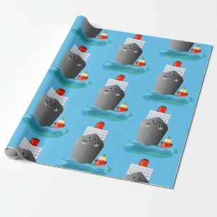 Papier Cadeau Illustration de la caricature de remorqueur de paq