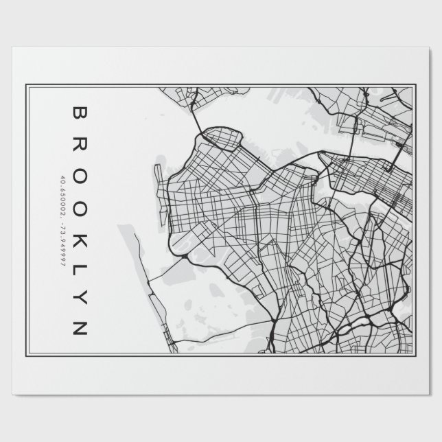 Papier Cadeau Illustration de la carte Brooklyn (Plat)