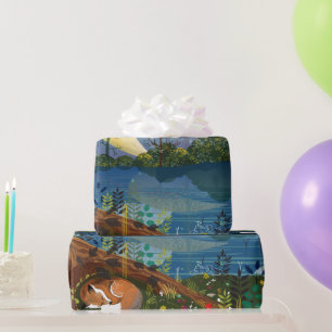 Papier Cadeau Illustration de la faune de Riverside Idyllic