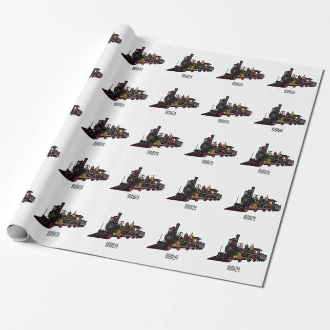 Papier Cadeau Illustration de la locomotive à vapeur (Déroulé)