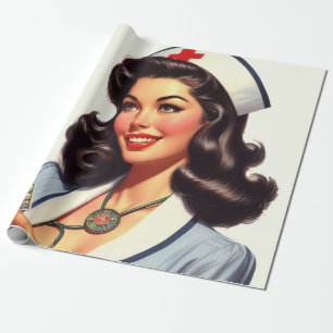 Papier Cadeau Illustration de l'infirmière vintage
