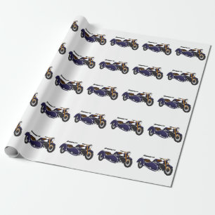 Papier Cadeau Illustration de moto violette avec side-car