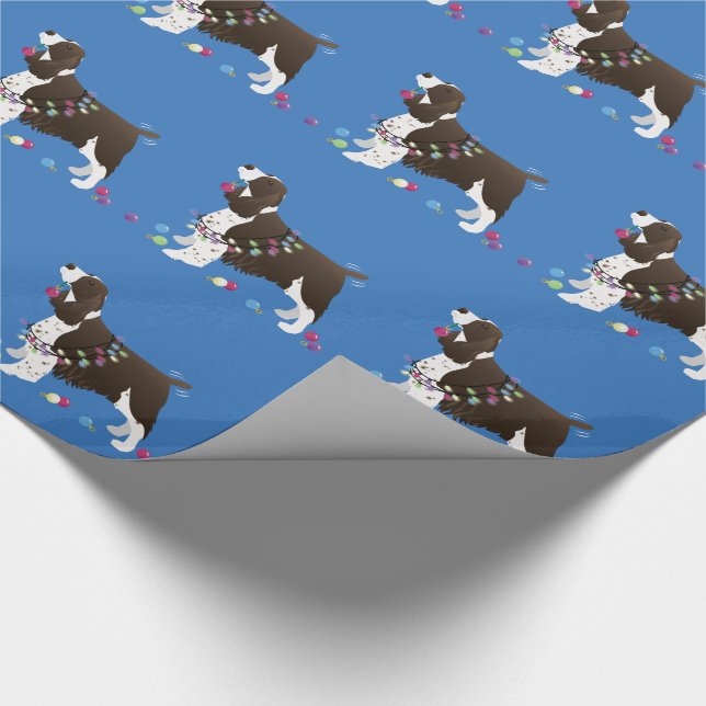 Papier Cadeau Illustration de Noël Brown Springer Spaniel (Coin)