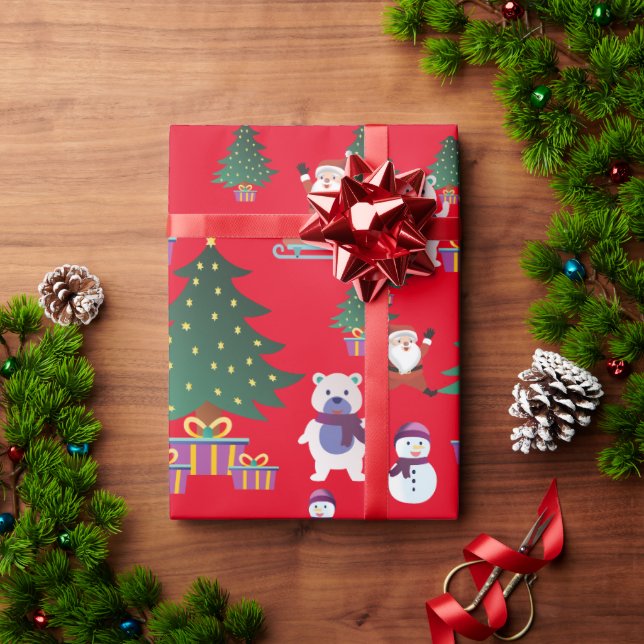 Papier Cadeau Illustration de noël élégante (Cadeau de vacances)