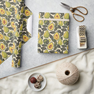 Papier Cadeau Illustration de poire d'avocat vert frais