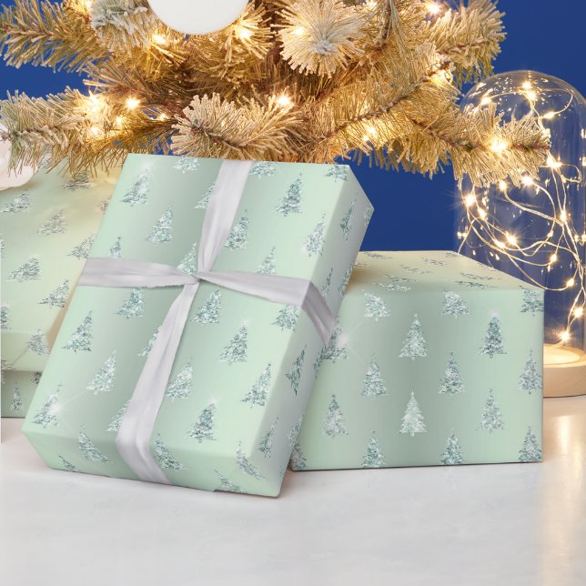 Papier Cadeau Illustration des arbres verts de Noël (Vacances)