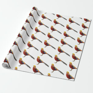 Papier Cadeau Illustration d'oiseau de faisan doré