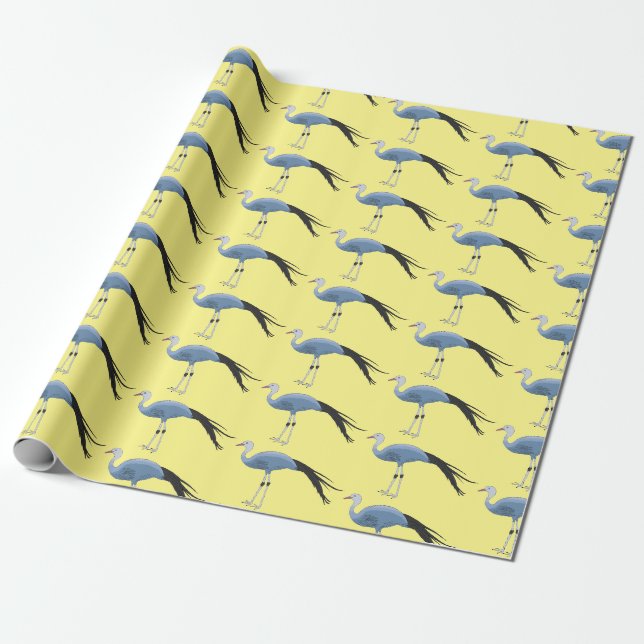 Papier Cadeau Illustration d'oiseau de grue bleue (Déroulé)