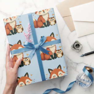 Papier Cadeau Illustration du bois mou du renard et de la chouet