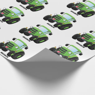 Papier Cadeau Illustration du joli joyeux tracteur agricole vert