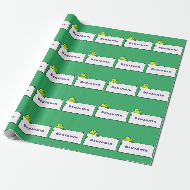 Papier Cadeau Illustration du panneau de grenouille verte mignon (Déroulé)