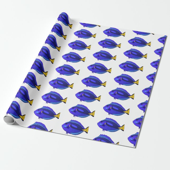 Papier Cadeau Illustration du poisson de la cuve bleue (Déroulé)