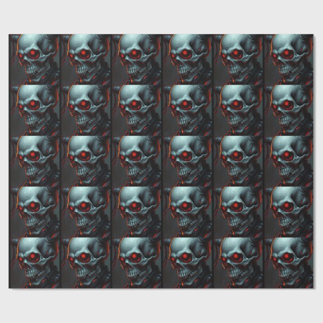 Papier Cadeau Illustration du style de bande dessinée crâne Imag (Plat)