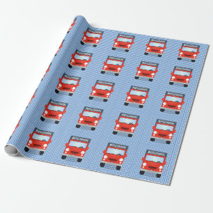 Papier Cadeau Illustration d'un camion kawaii rouge mou