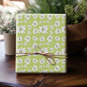 Papier Cadeau Illustration florale Daisy tendance - chaux et jau