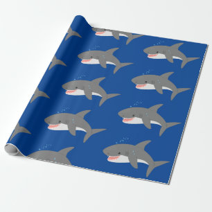 Papier Cadeau Illustration joyeuse du grand requin blanc