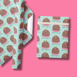 Papier Cadeau Illustration Joyeux Noël Pudding