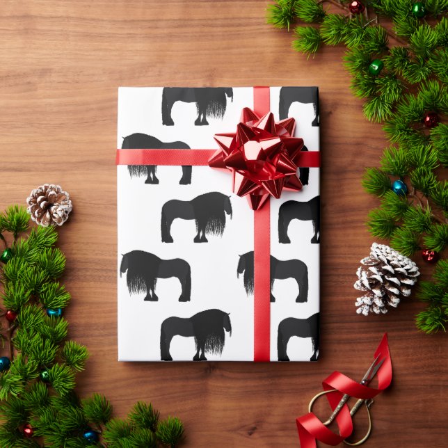 Papier Cadeau Illustration moderne du cheval friésien (Cadeau de vacances)