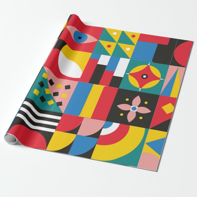 Papier Cadeau Illustration néo-géométrique. Formes géométriques  (Déroulé)