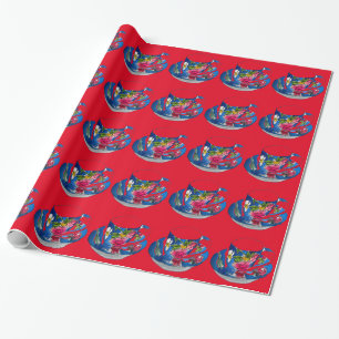 Papier Cadeau illustration originale de l'aquarelle Teacups vint