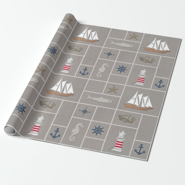 Papier Cadeau Illustration thématique marine (Déroulé)