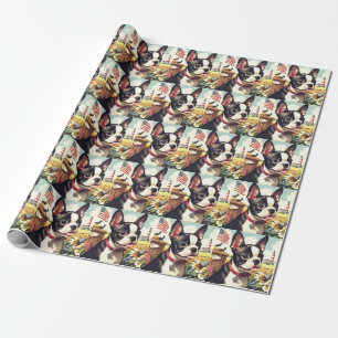 Papier Cadeau Illustration vintage Boston Terrier