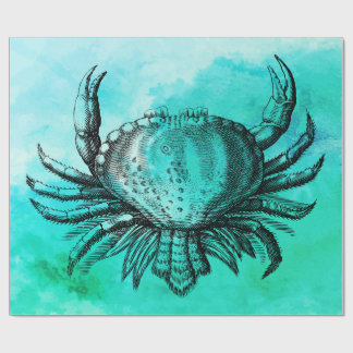 Papier Cadeau Illustration Vintage du crabe (Sea Life) (Sous-mar