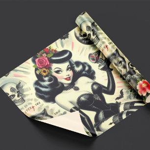 Papier Cadeau Illustration vintage Goth Girl