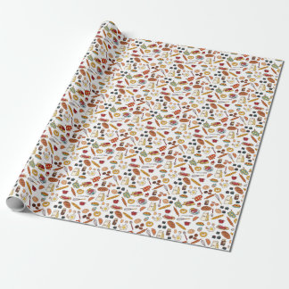 Papier Cadeau Illustrations alimentaires vintage : motif sans co