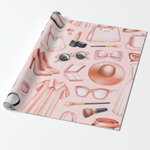 Papier Cadeau Illustrations de mode. Motif transparent