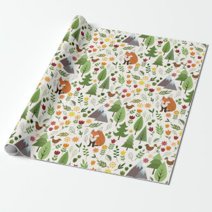 Papier Cadeau Illustrations scandinaves de style sur le motif