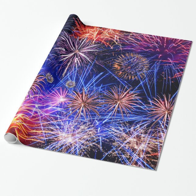 Papier Cadeau Image Fireworks pour papier à enveloppement brilla (Déroulé)