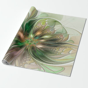 Papier Cadeau Imaginaire coloré Moderne Fleur Fractale Abstraite