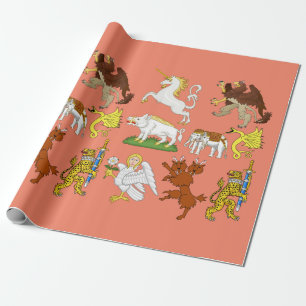 Papier Cadeau Imaginaire de dessin animé Bêtes et créatures Art