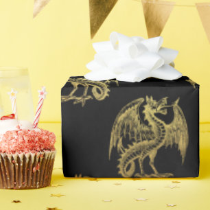 Papier Cadeau Imaginaire d'or fêté de dragon papier d'emballage