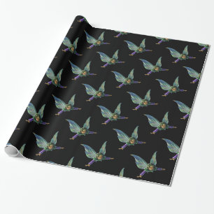 Papier Cadeau Imaginaire Fairy Motif sur Noir