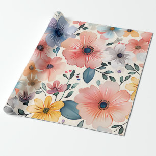 Papier Cadeau Imaginaire floral Pastel