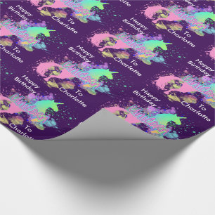 Papier Cadeau Imaginaire Rainbow Unicorn Personnalisé