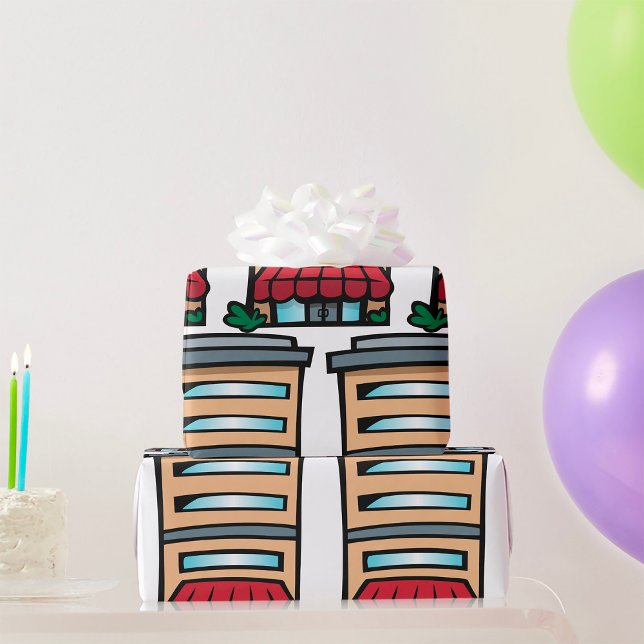 Papier Cadeau Immeuble de bureaux et de magasin en rez-de-chauss (Créateur téléchargé)
