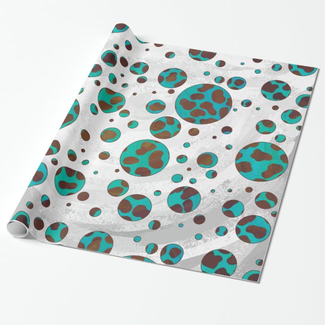 Papier Cadeau Impression Brown et Turquoise dalmate (Déroulé)