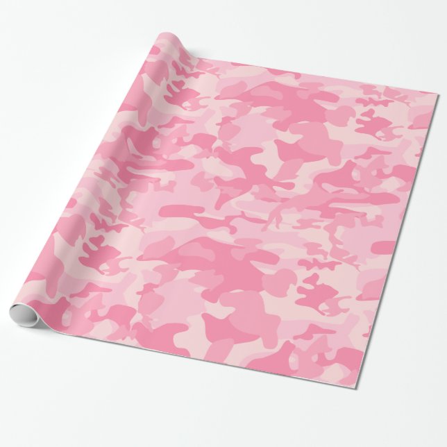 Papier Cadeau Impression Camo rose fille (Déroulé)