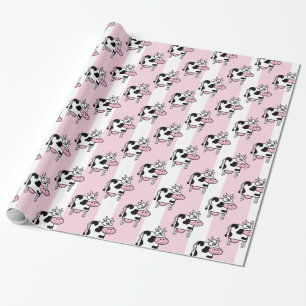 Papier Cadeau Impression d'animal féminin vache souriante