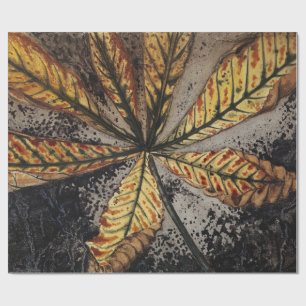 Papier Cadeau Impression de feuille de châtaignier d'automne Art