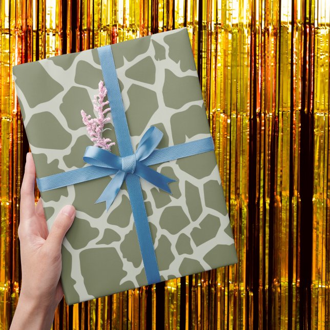 Papier Cadeau Impression de girafe verte Sage (Créateur téléchargé)