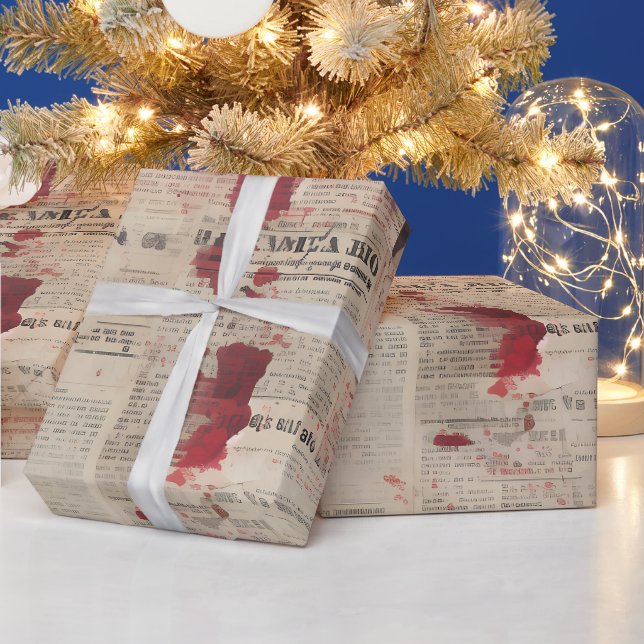 Papier Cadeau Impression de journal ensanglantée (Vacances)